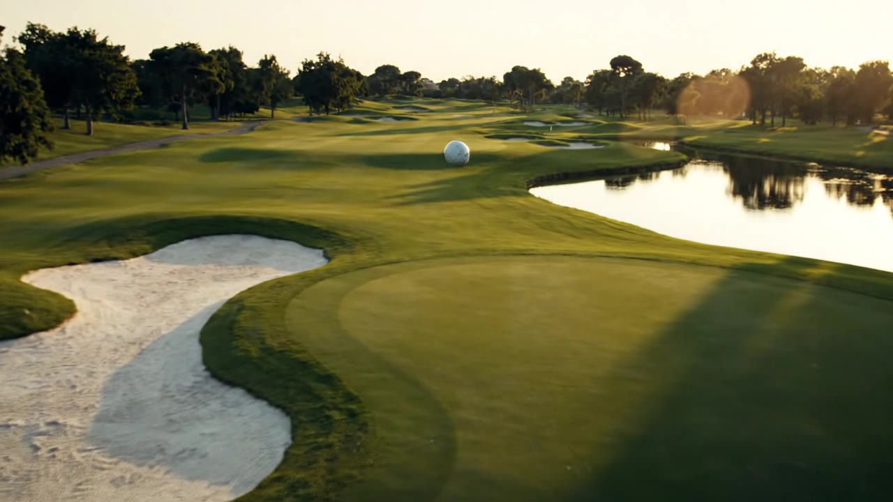 Sunlit fairway on a golf course